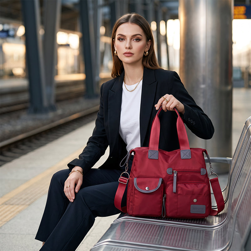 Gran bolso tote impermeable de nylon para mujer