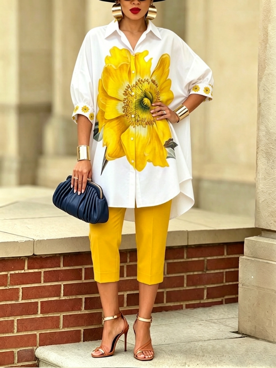 Conjunto Mujer Dos Piezas Estampado Floral – Estilo Elegante Moderno