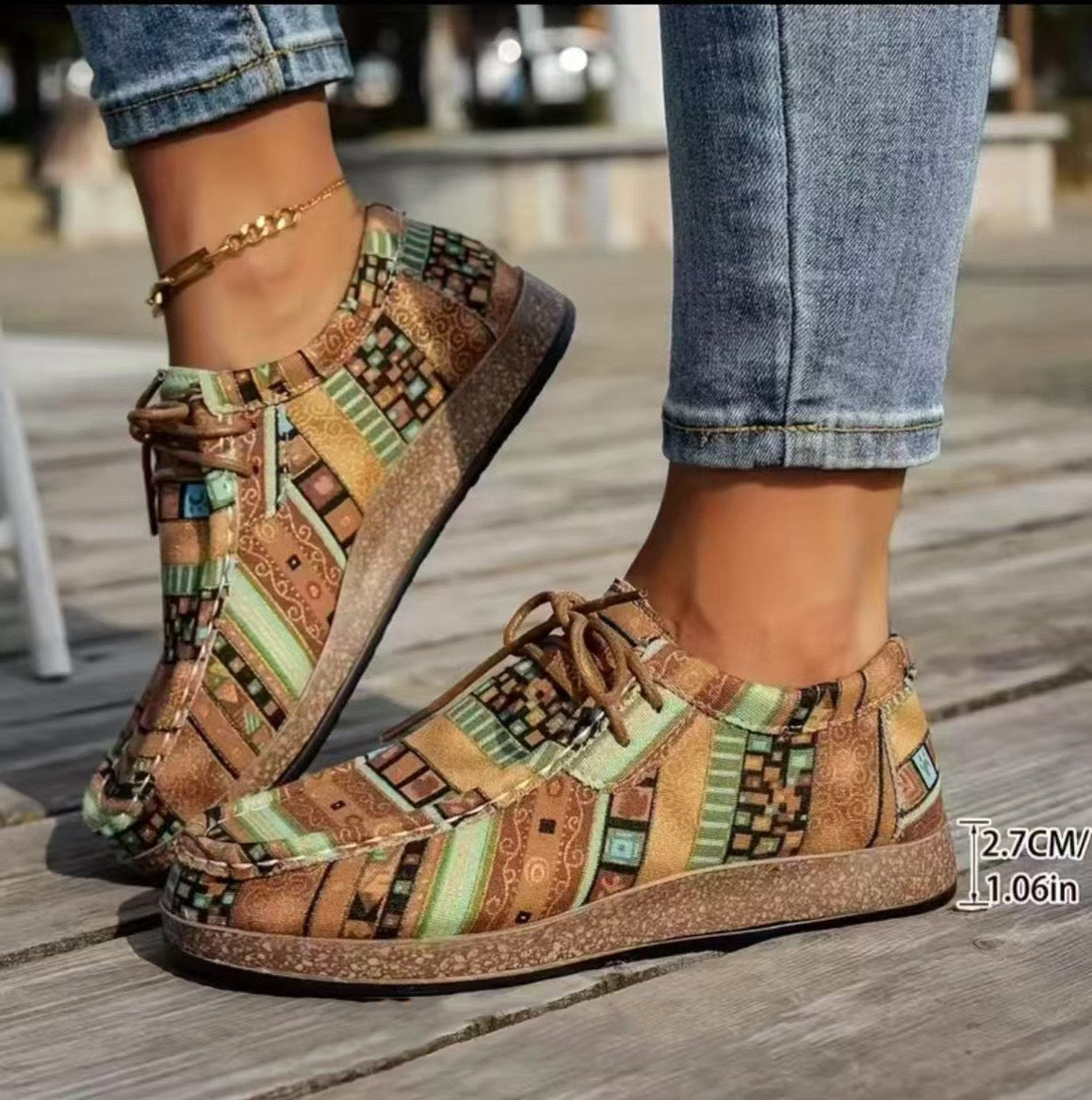 Zapatillas casuales de mujer con patchwork y cordones ajustables