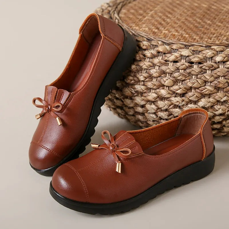 Mocasines para mujer con lazo decorativo y suela de plataforma