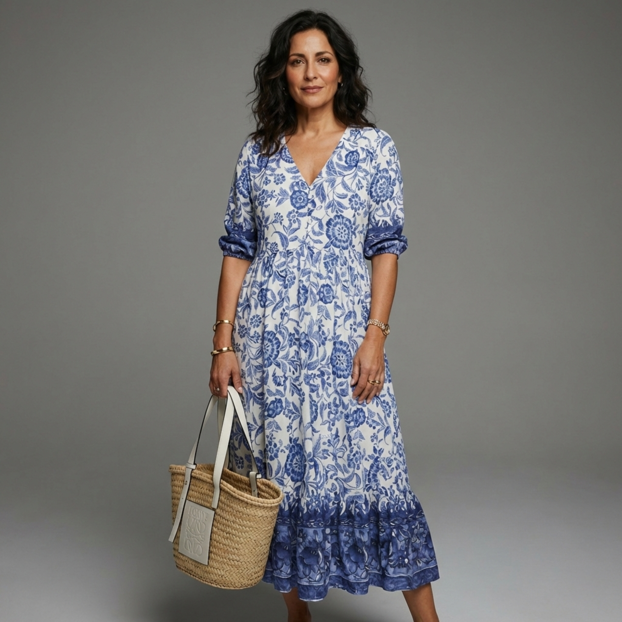 Vestido veraniego mujer estampado floral con escote V – estilo casual ligero