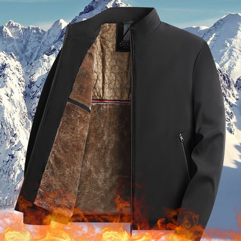 Chaqueta hombre cálida con cremallera y cuello alto