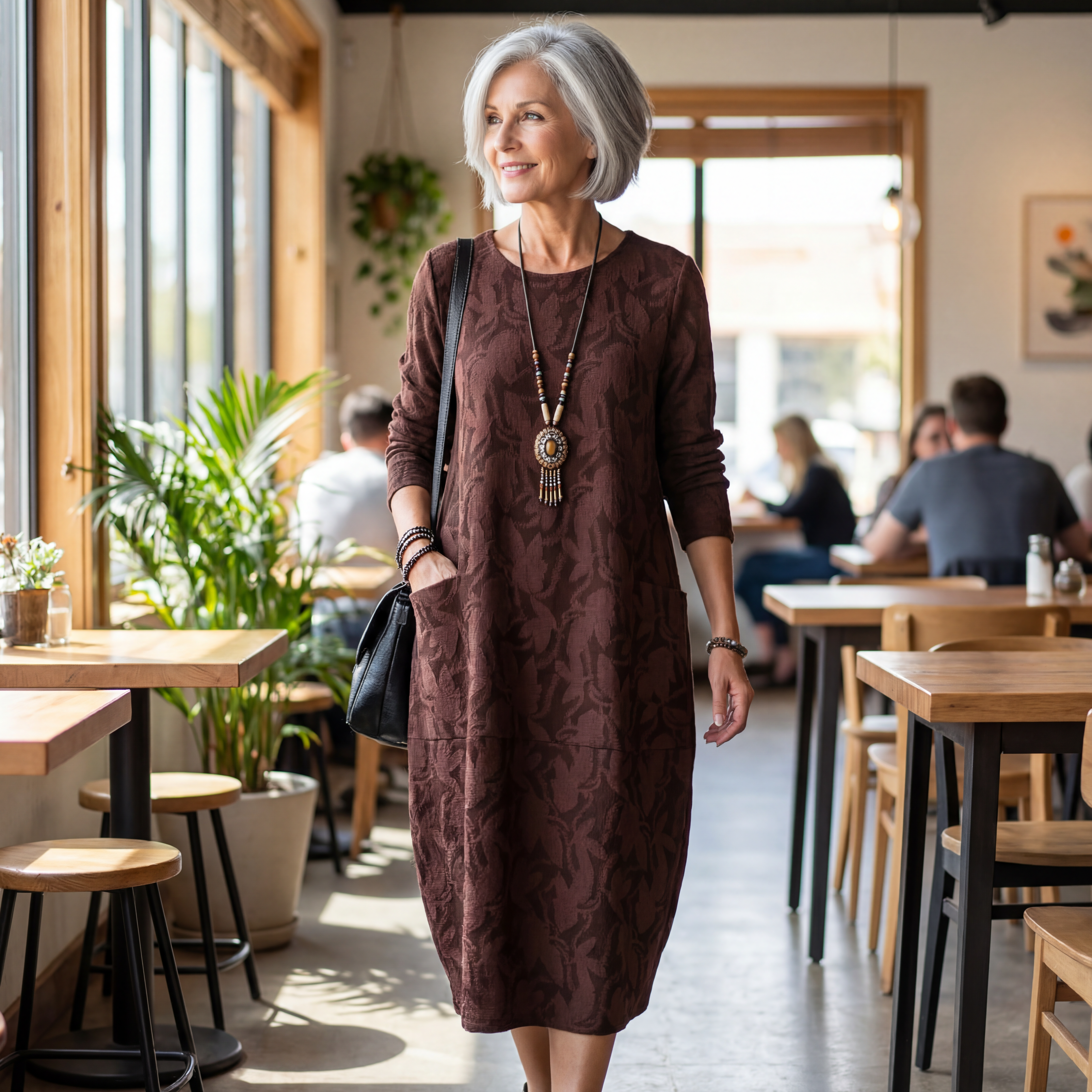 Vestido Midi Mujer Manga Larga Invierno – Diseño Elegante y Cómodo