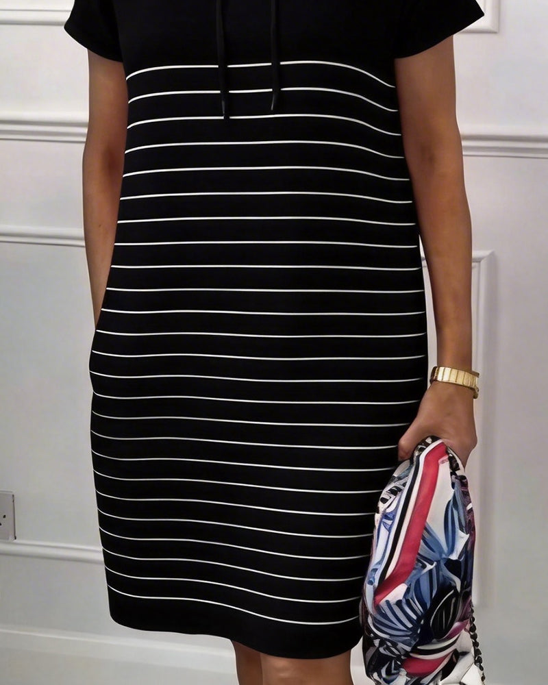 Vestido Casual Mujer con Capucha – Diseño Rayado Cómodo y Moderno