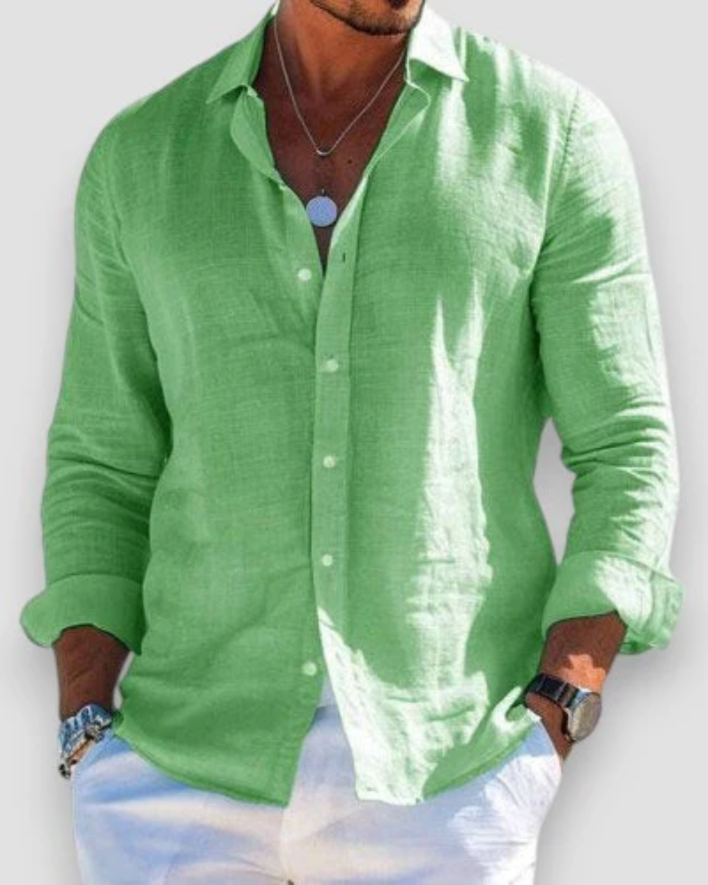 Camisa casual hombre elegante ligera transpirable – camisa moderna cómoda