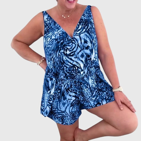 Vestido de Baño Mujer Elegante – Escote en V y Diseño Fluido