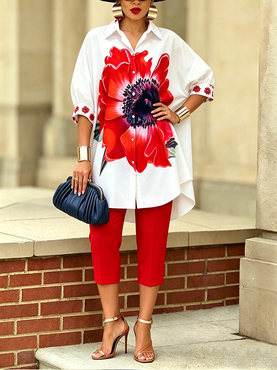 Conjunto Mujer Dos Piezas Estampado Floral – Estilo Elegante Moderno