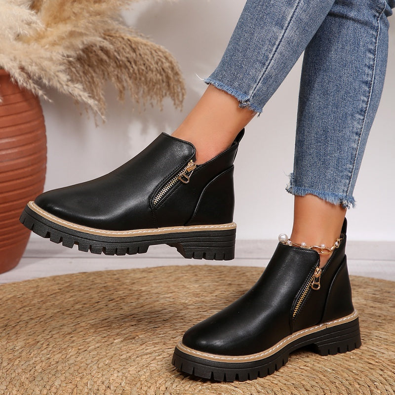 Botines mujer con cremallera lateral y suela de plataforma