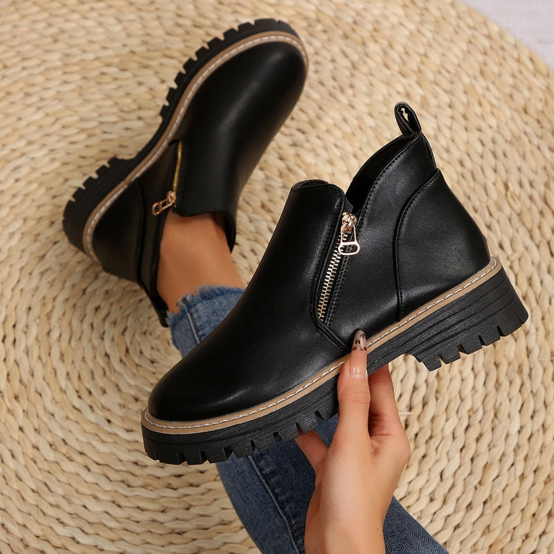 Botines mujer con cremallera lateral y suela de plataforma