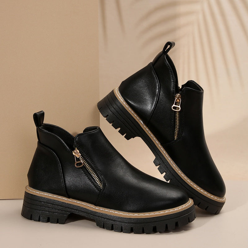 Botines mujer con cremallera lateral y suela de plataforma
