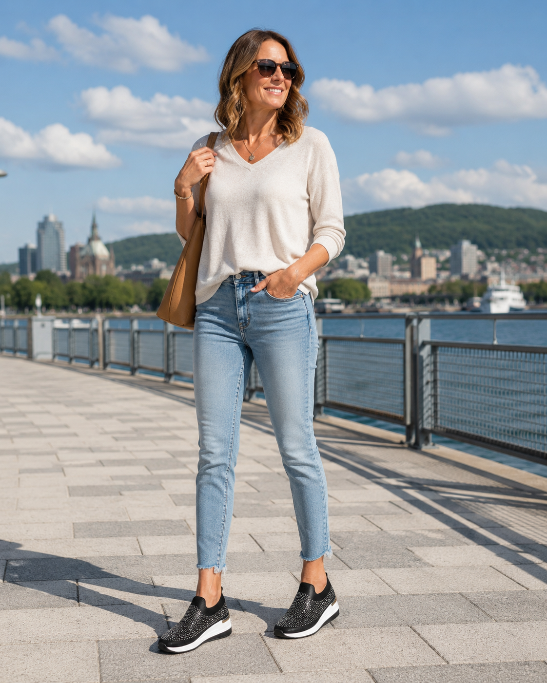 Zapatillas para mujer con strass brillantes y plataforma cómoda