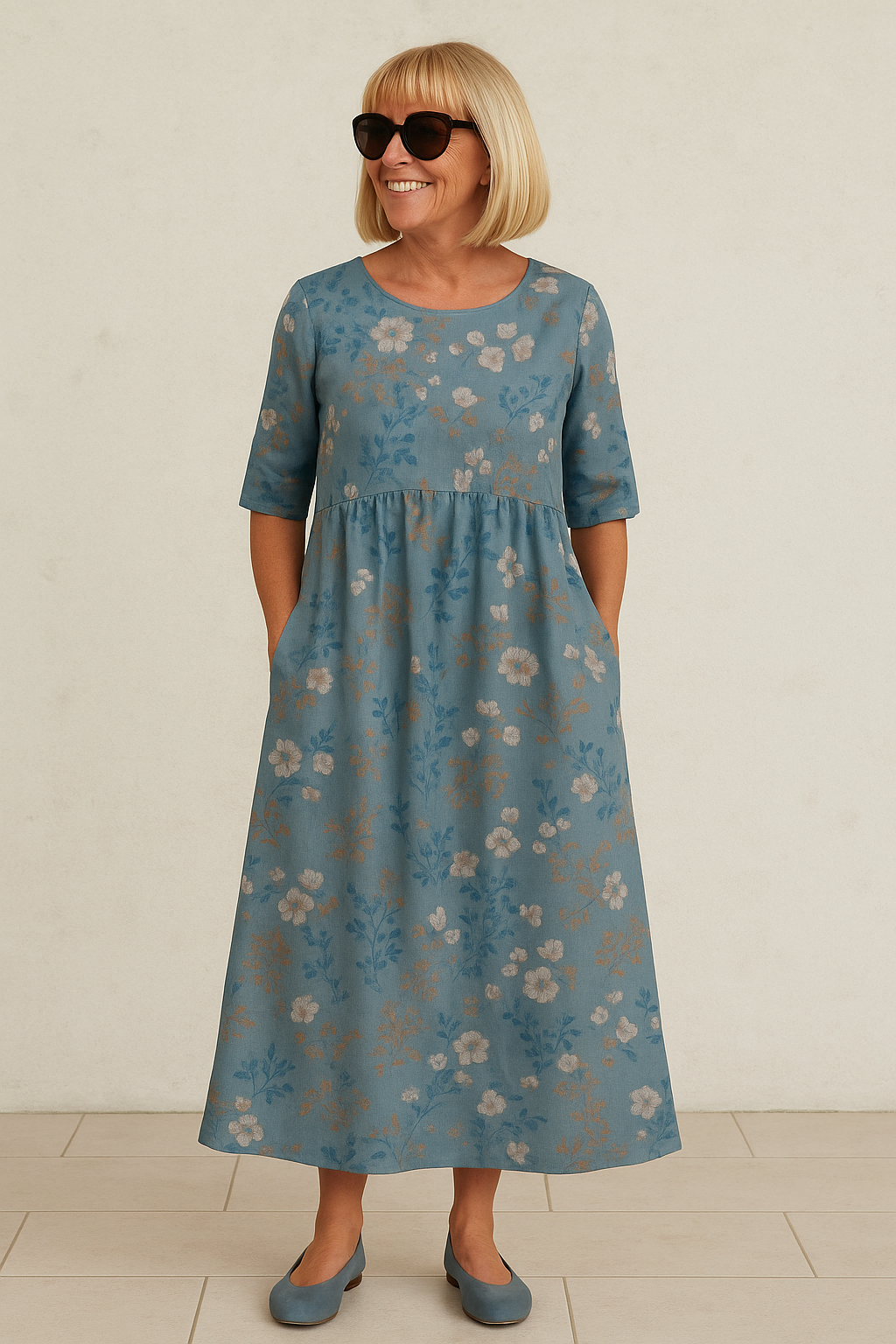 Vestido midi mujer con estampado floral elegante y fluido