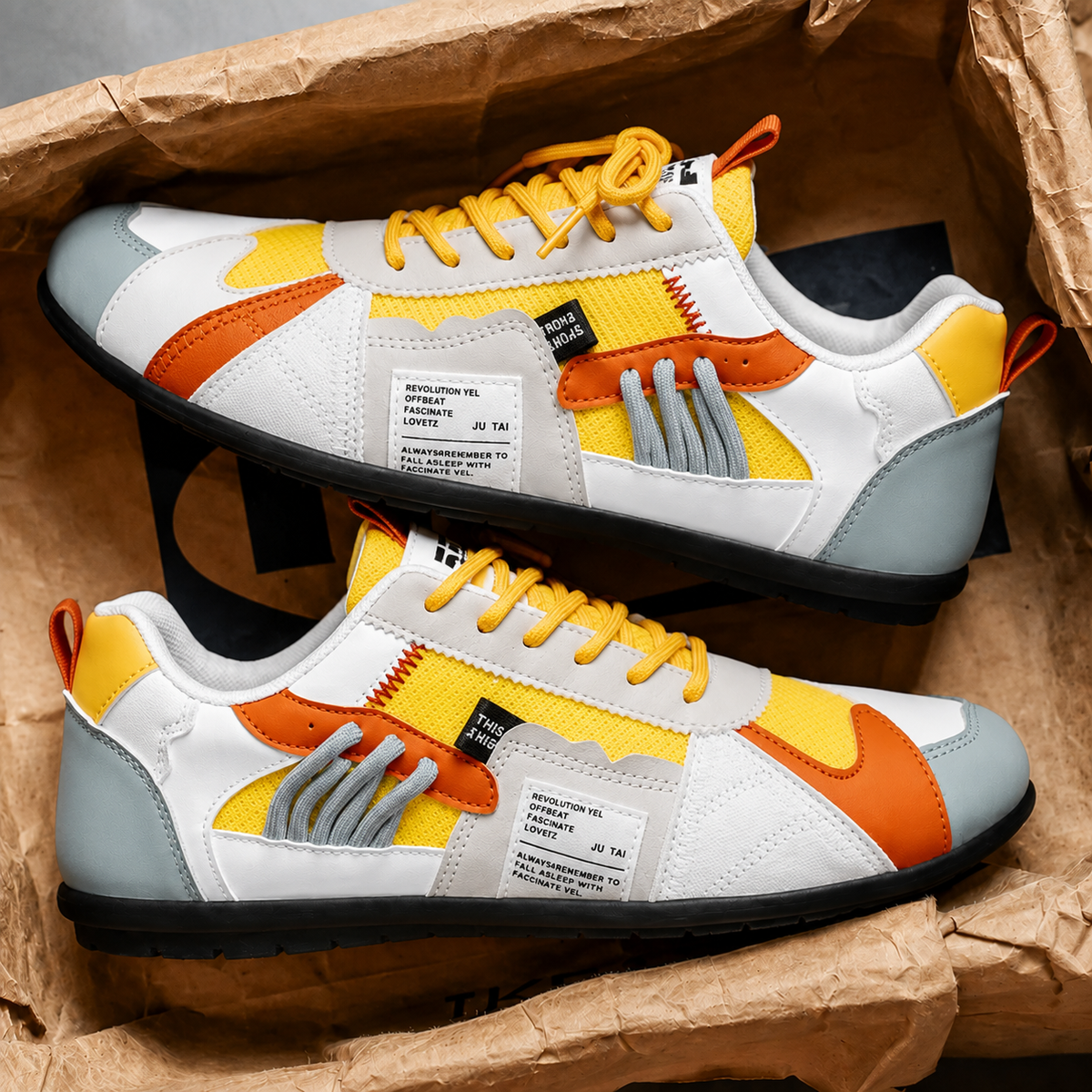 Zapatillas retro para hombre con cordones y paneles en contraste