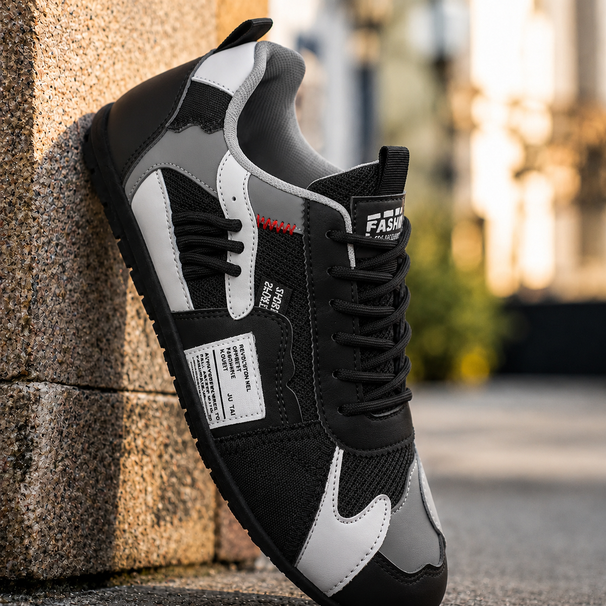 Zapatillas retro para hombre con cordones y paneles en contraste
