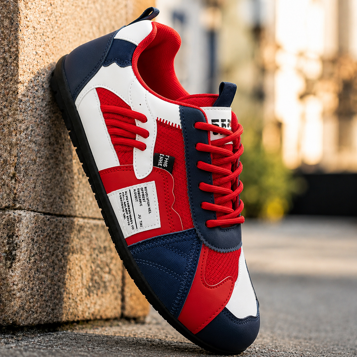 Zapatillas retro para hombre con cordones y paneles en contraste