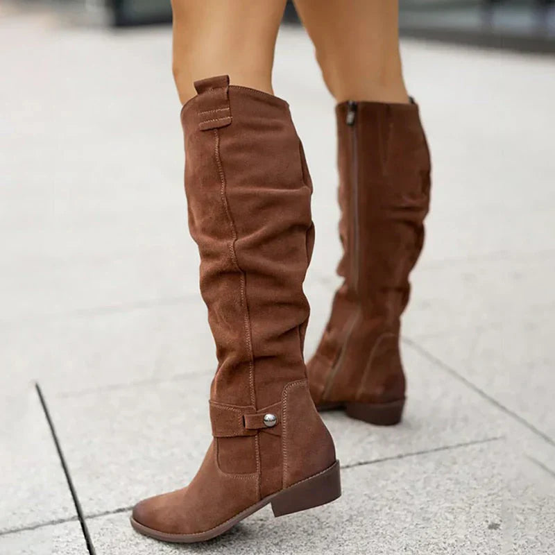 Botas mujer altas con diseño suave tipo ante – estilo elegante invierno