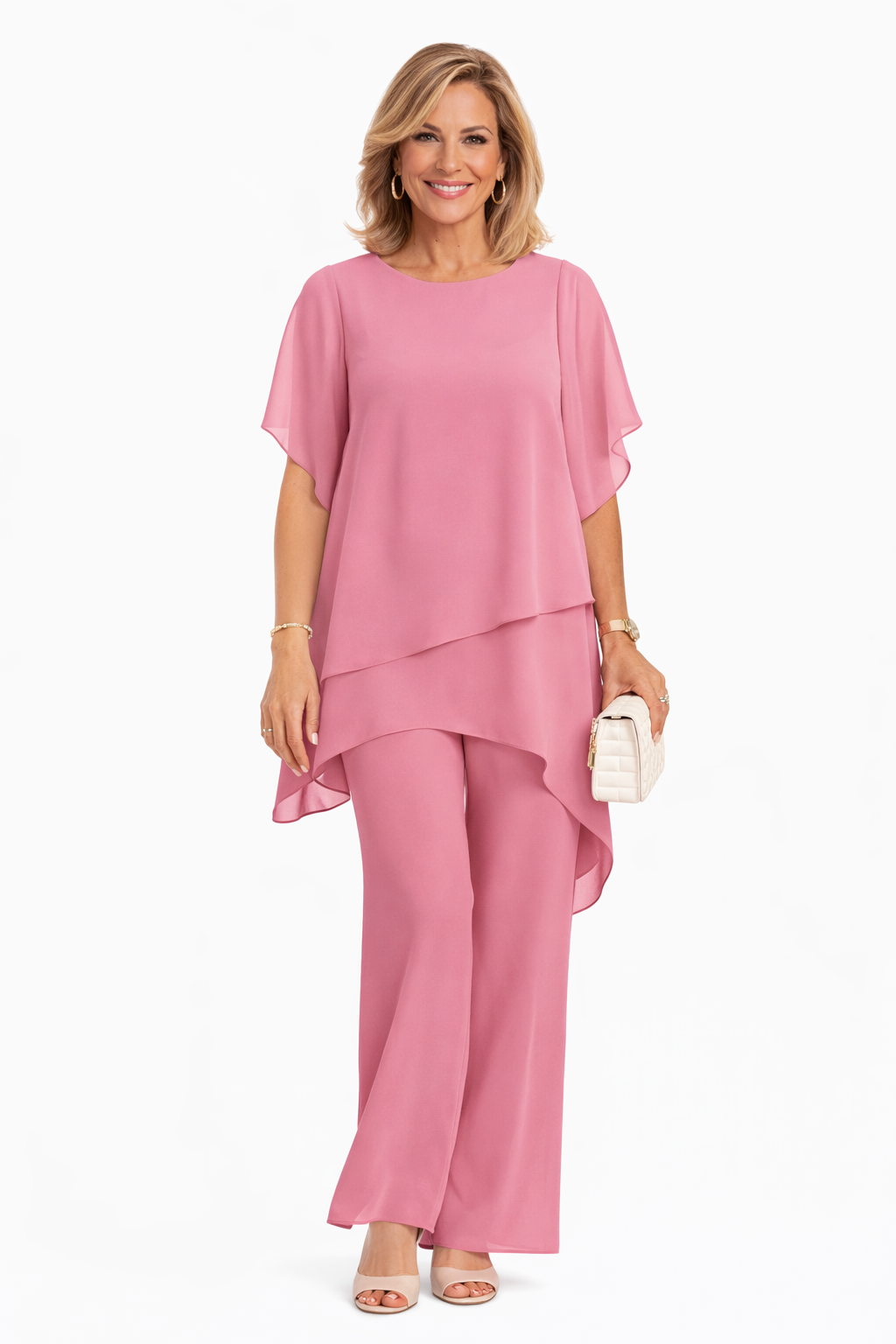 Conjunto Elegante de Dos Piezas Mujer – Corte Fluido con Pantalón Ancho