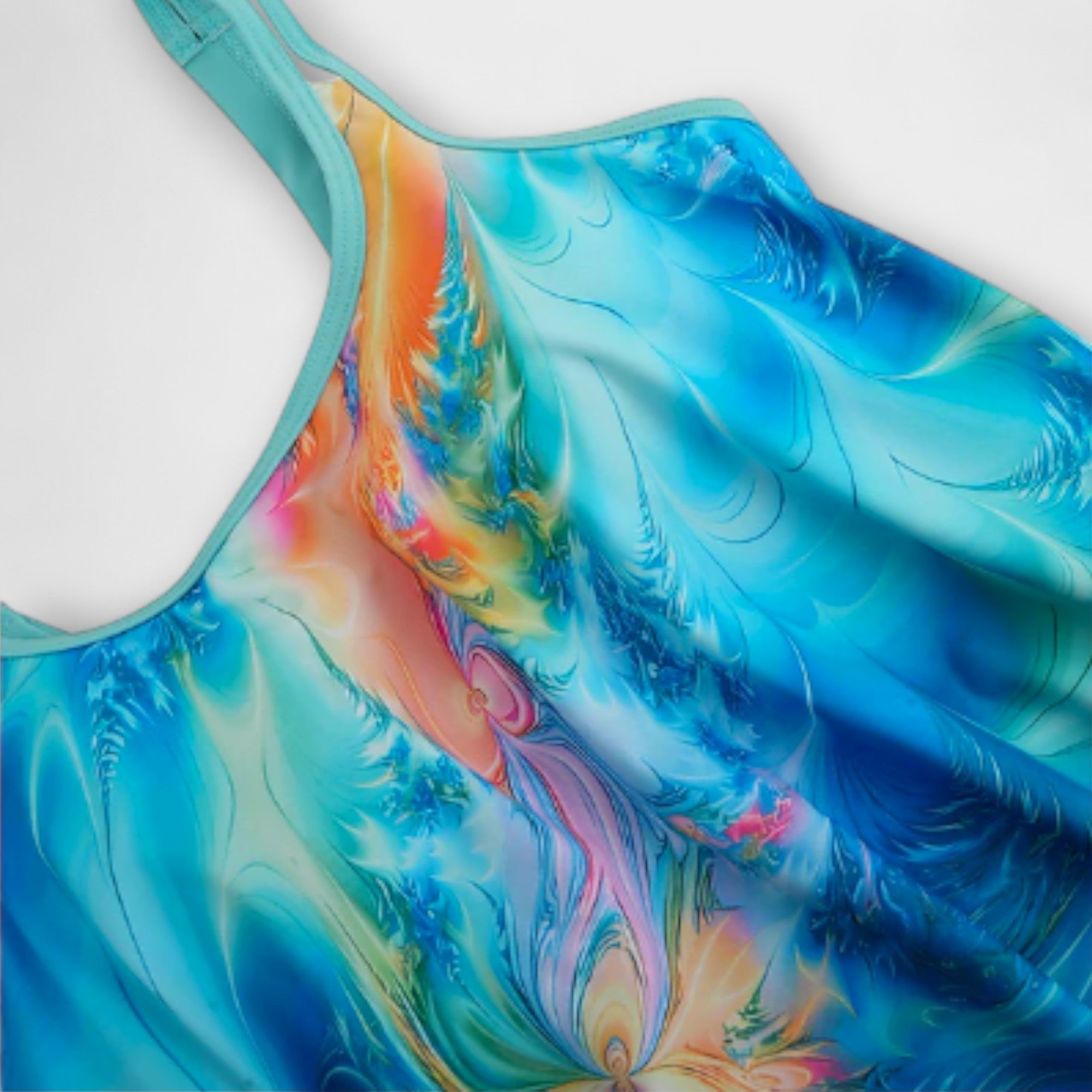 Tankini mujer dos piezas estampado abstracto tirantes dobles parte inferior lisa