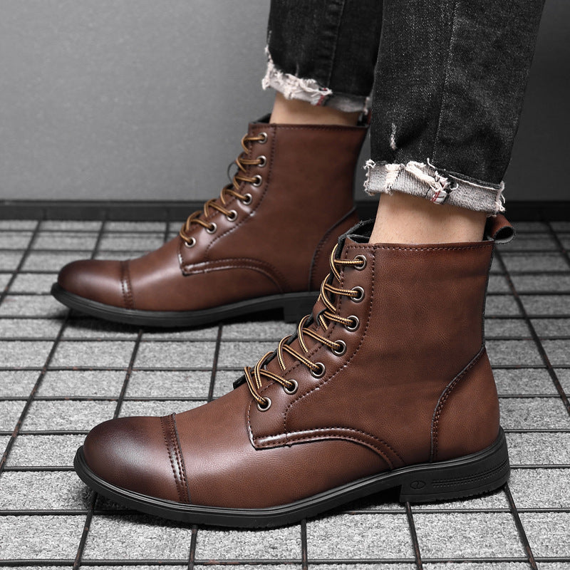 Botas hombre estilo cuero casual con cordones – botines urbanos cómodos resistentes