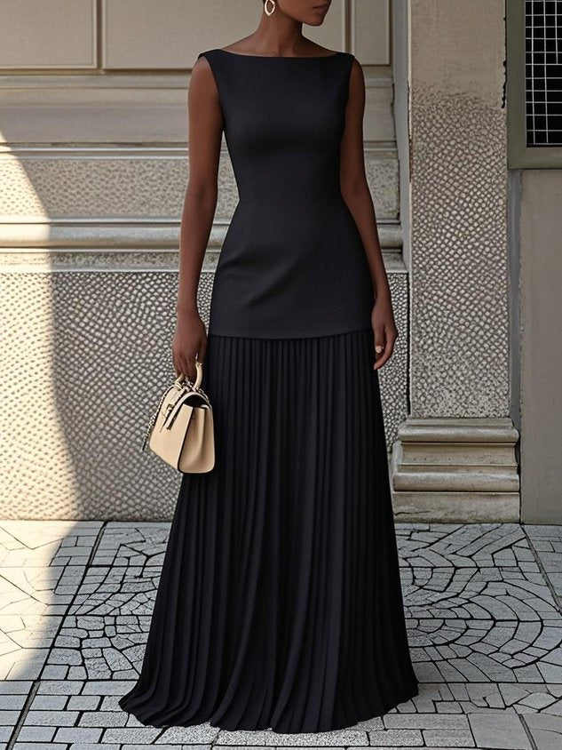 Vestido Maxi Mujer Plisado Elegante – Diseño Fluido y Sofisticado