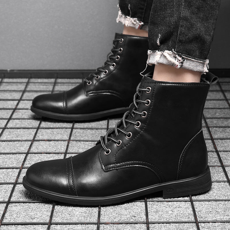 Botas hombre estilo cuero casual con cordones – botines urbanos cómodos resistentes