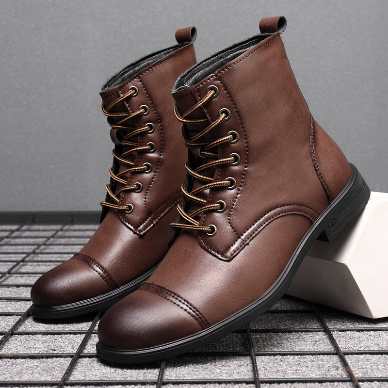 Botas hombre estilo cuero casual con cordones – botines urbanos cómodos resistentes