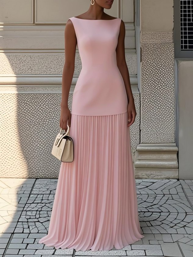 Vestido Maxi Mujer Plisado Elegante – Diseño Fluido y Sofisticado