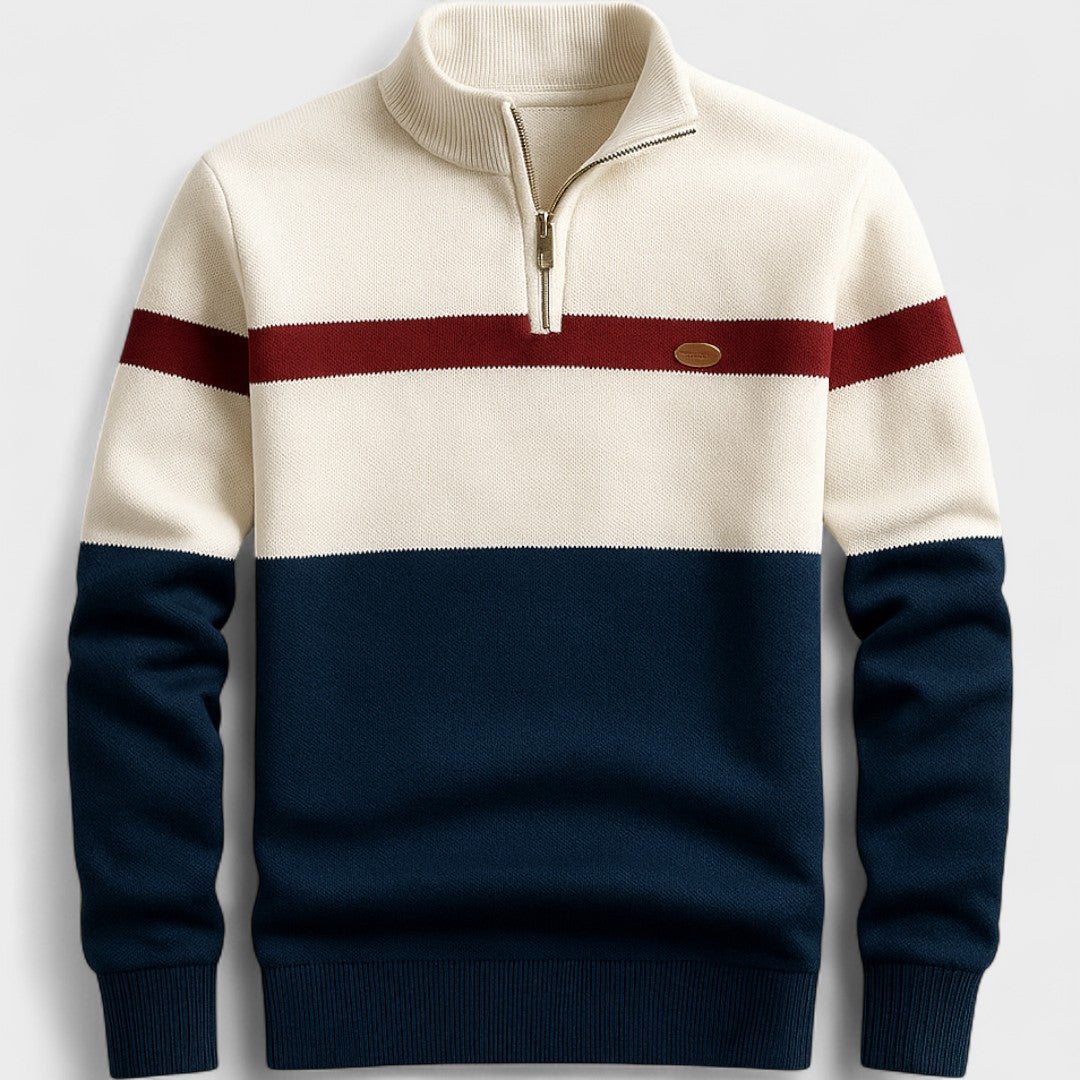 Jersey hombre con cremallera media tejido ligero – estilo moderno versátil