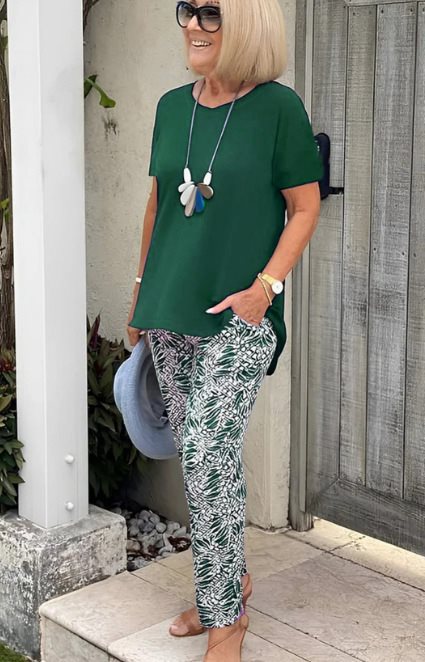 Conjunto mujer algodón pantalón estampado casual cómodo
