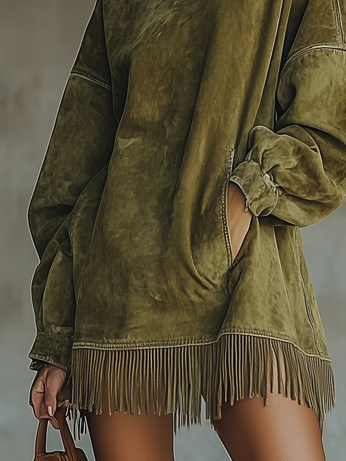 Vestido Mujer Cuello Alto Con Flecos – Estilo Boho Elegante y Cómodo