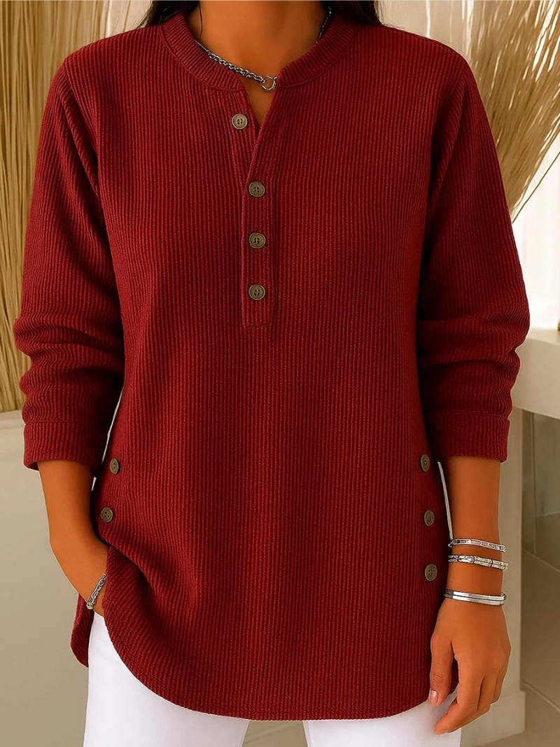 Suéter Mujer De Canalé Con Botones – Estilo Casual Elegante y Cómodo