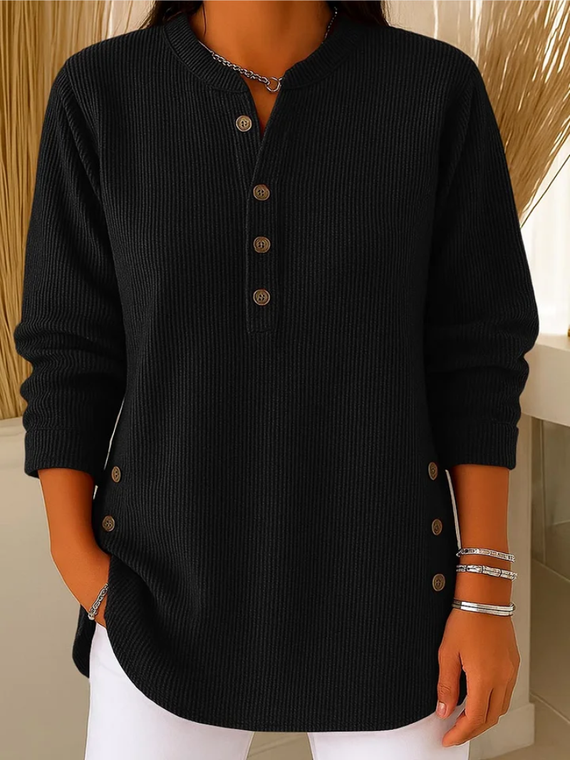 Suéter Mujer De Canalé Con Botones – Estilo Casual Elegante y Cómodo