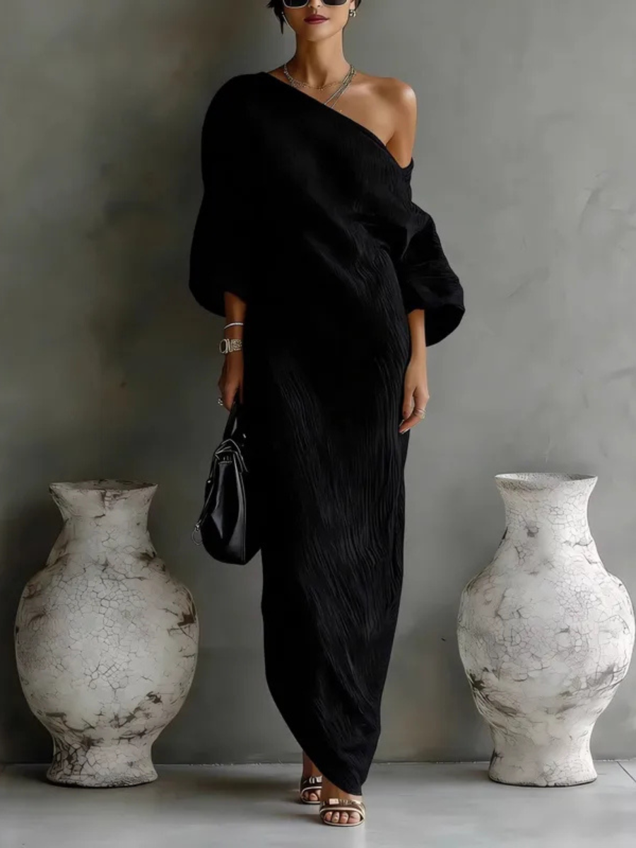 Vestido maxi mujer asimétrico de un hombro
