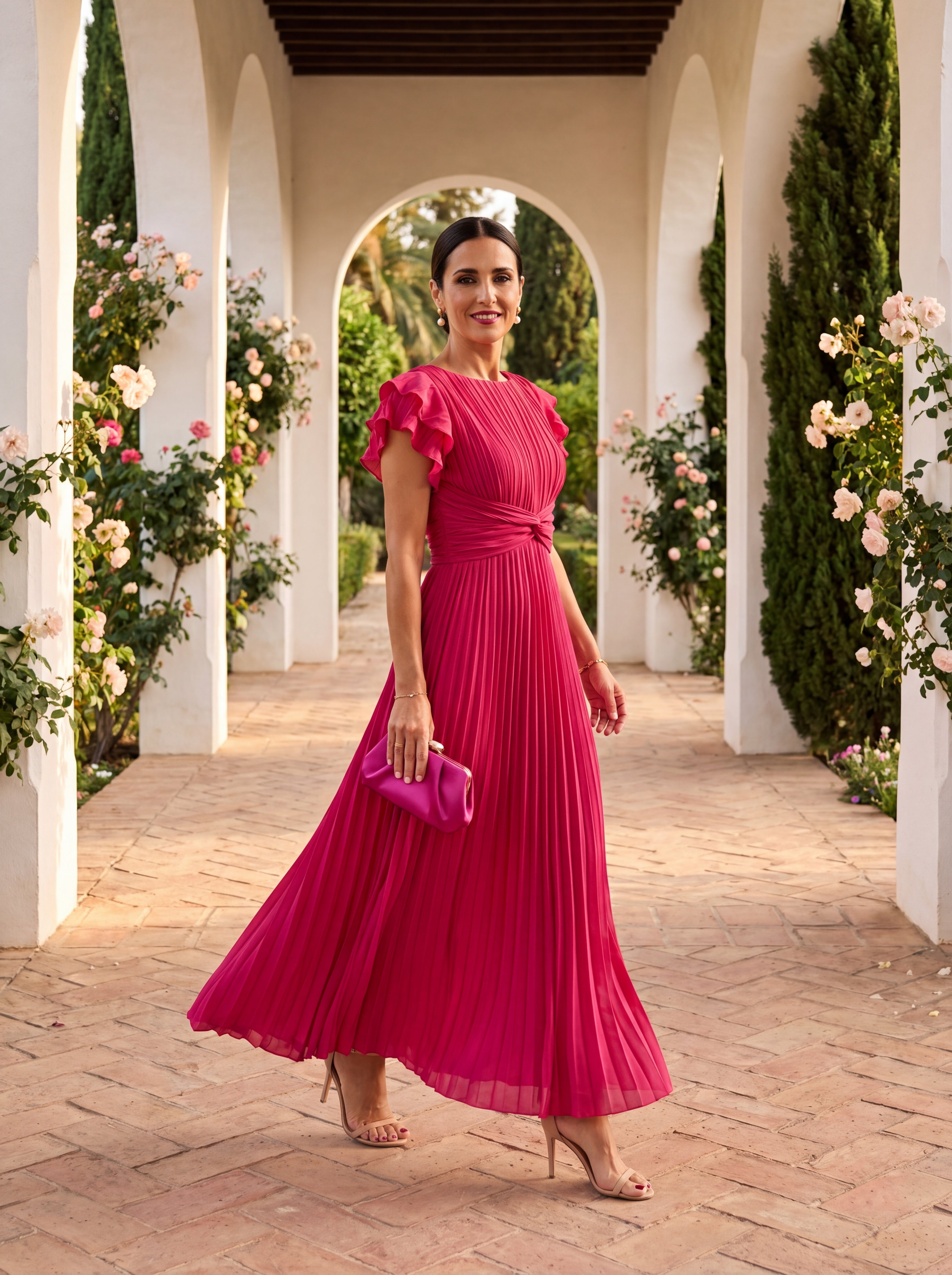 Vestido mujer elegante plisado para ocasiones especiales