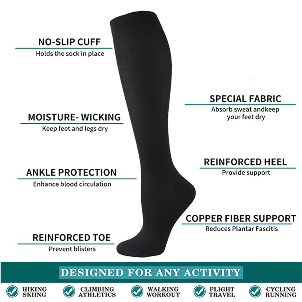Calcetines de compresión unisex para deporte viaje y uso diario