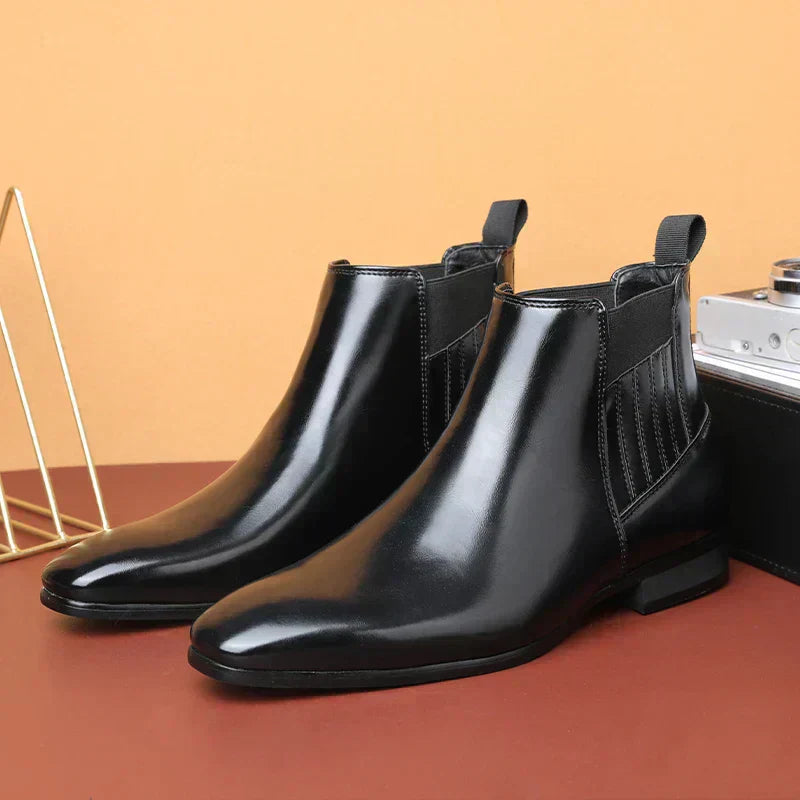 Botines hombre cuero sintético elegantes sin cordones – botas formales cómodas
