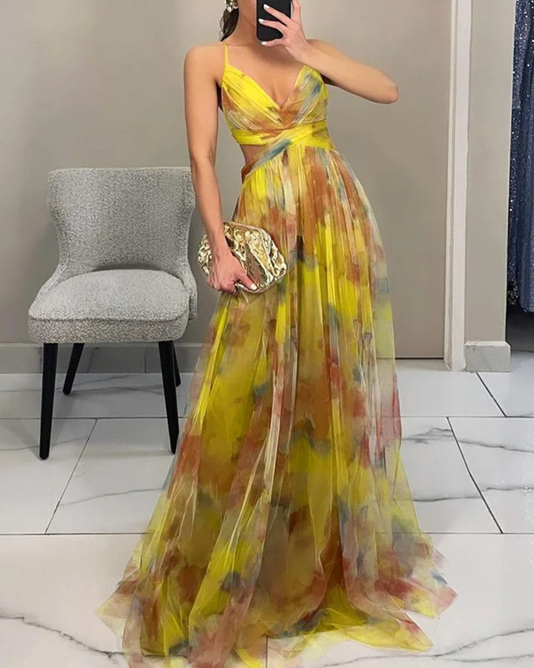 Vestido mujer maxi floral elegante – vestido fluido tirantes ligero