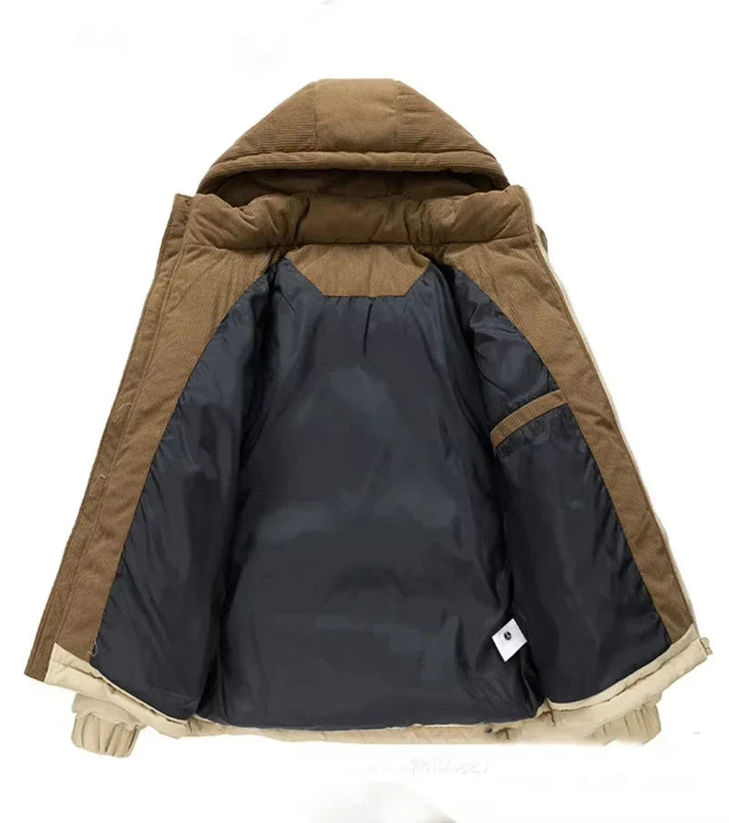 Chaqueta acolchada para hombre con capucha y cremallera