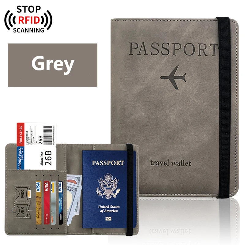 Portapasaporte unisex de PU con ranuras para tarjetas y billetes
