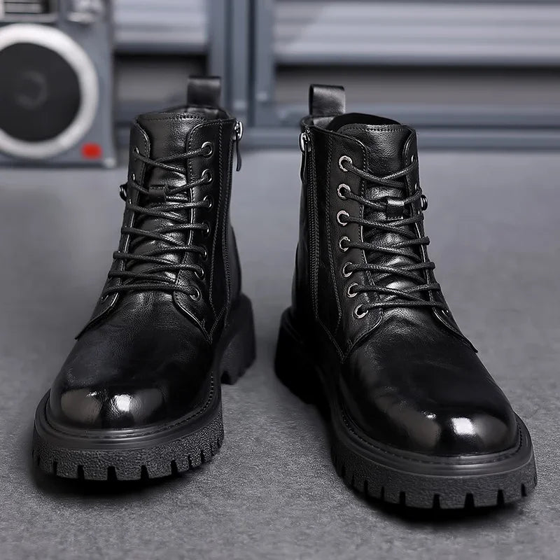 Botines hombre negocio con cordones acabado elegante – botas cómodas oficina