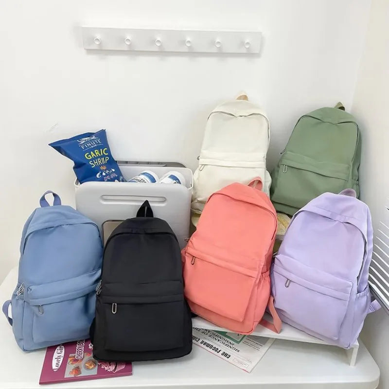 Mochila mujer escolar de nylon impermeable con gran capacidad