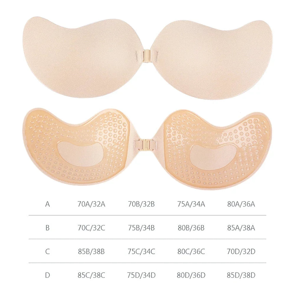Sujetador adhesivo push up mujer sin tirantes para espalda descubierta