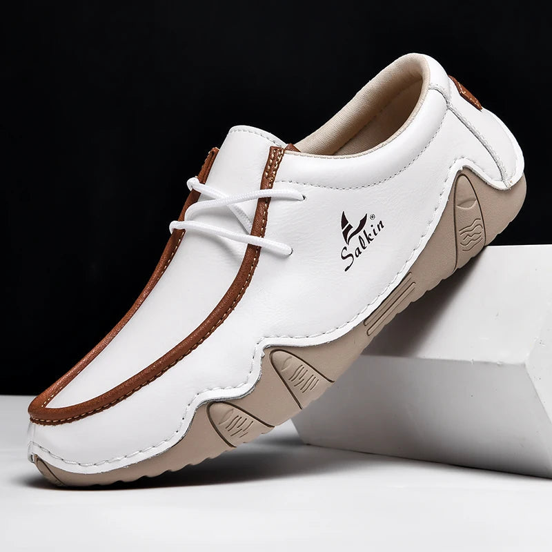 Mocasines casuales para hombre con cordones y suela de goma flexible