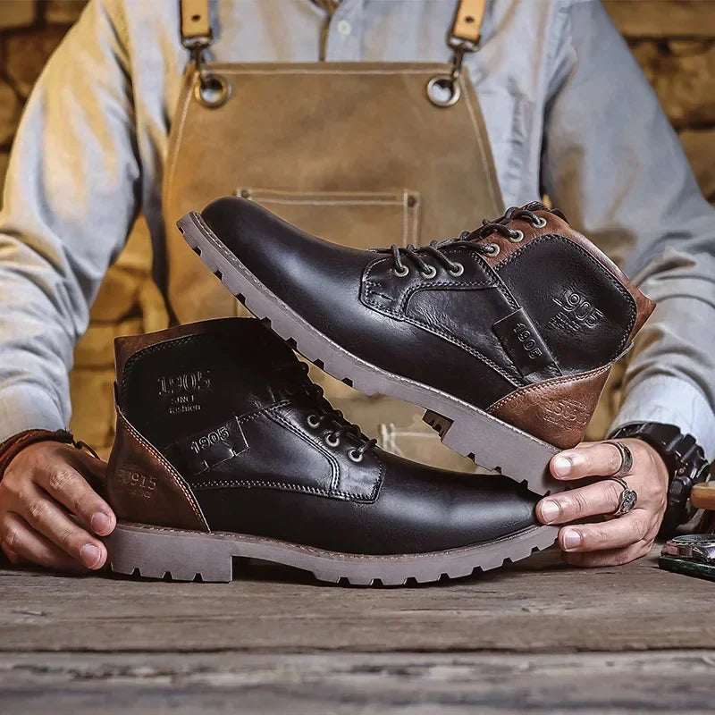 Botines hombre cuero sintético con cordones – botas cómodas estilo urbano