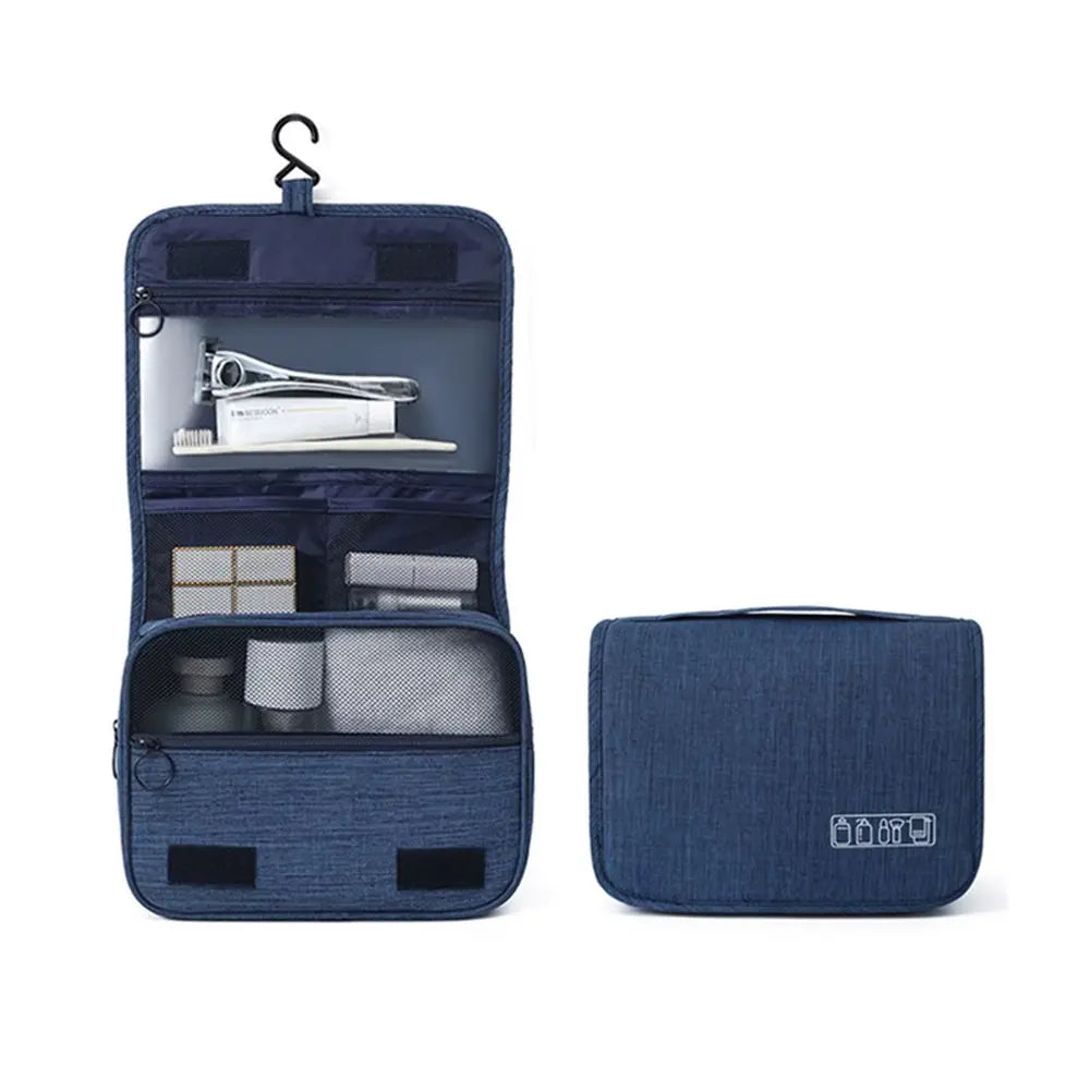 Neceser colgante plegable para viaje con compartimentos y gancho
