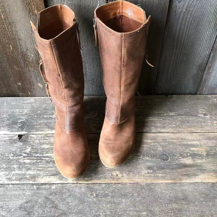 Botas mujer hasta la pantorrilla con tacón bajo – estilo elegante otoño