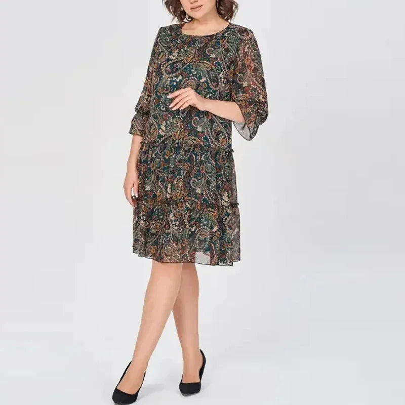 Vestido floral mujer talla grande – vestido elegante manga