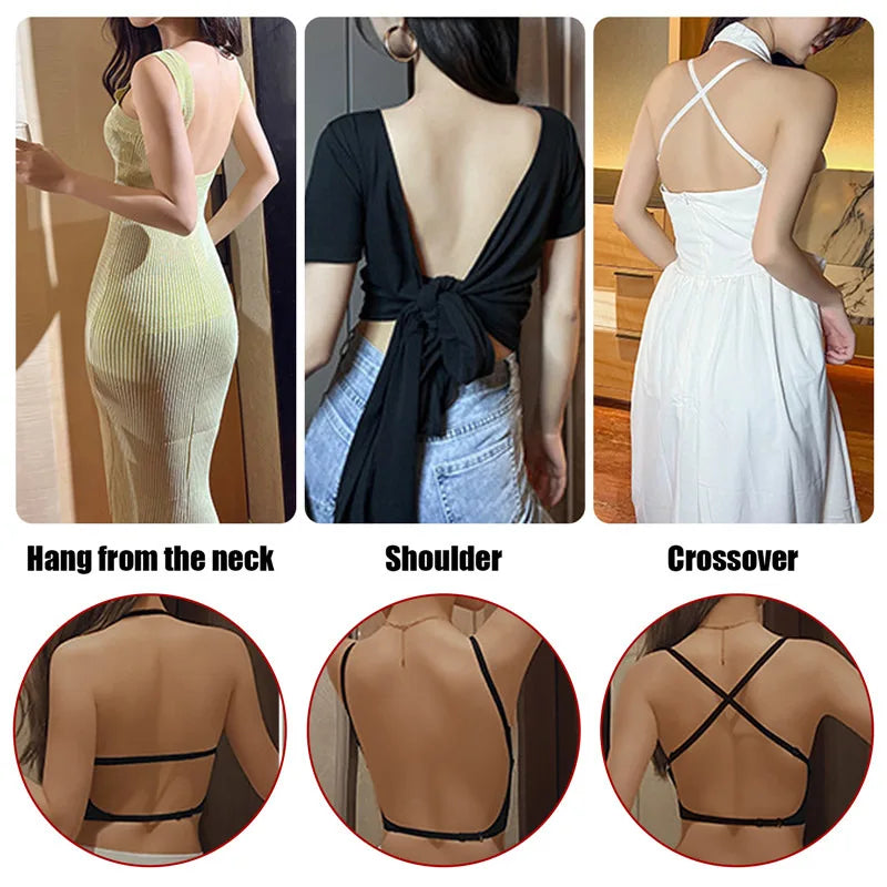 Sujetador push up mujer sin espalda con diseño invisible en U