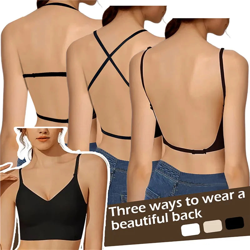 Sujetador push up mujer sin espalda con diseño invisible en U