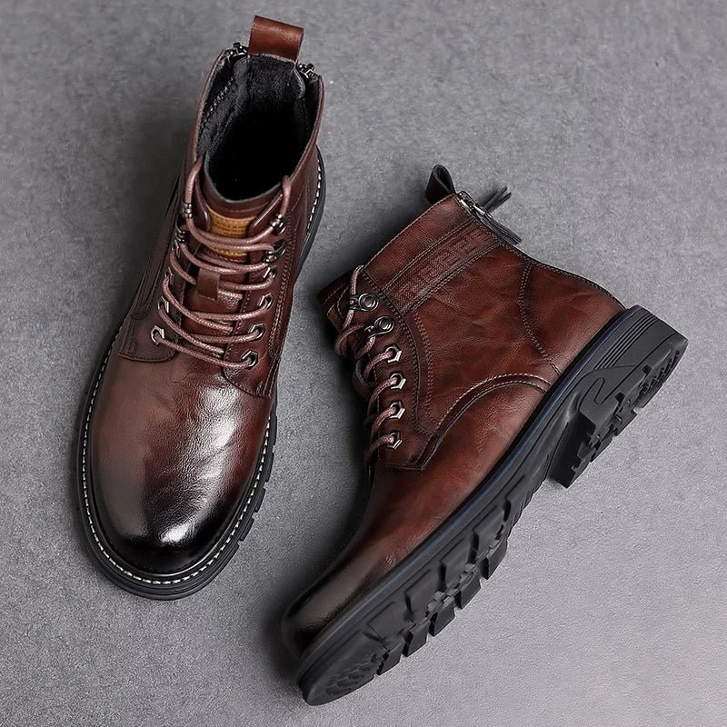 Botines hombre negocio con cordones acabado elegante – botas cómodas oficina
